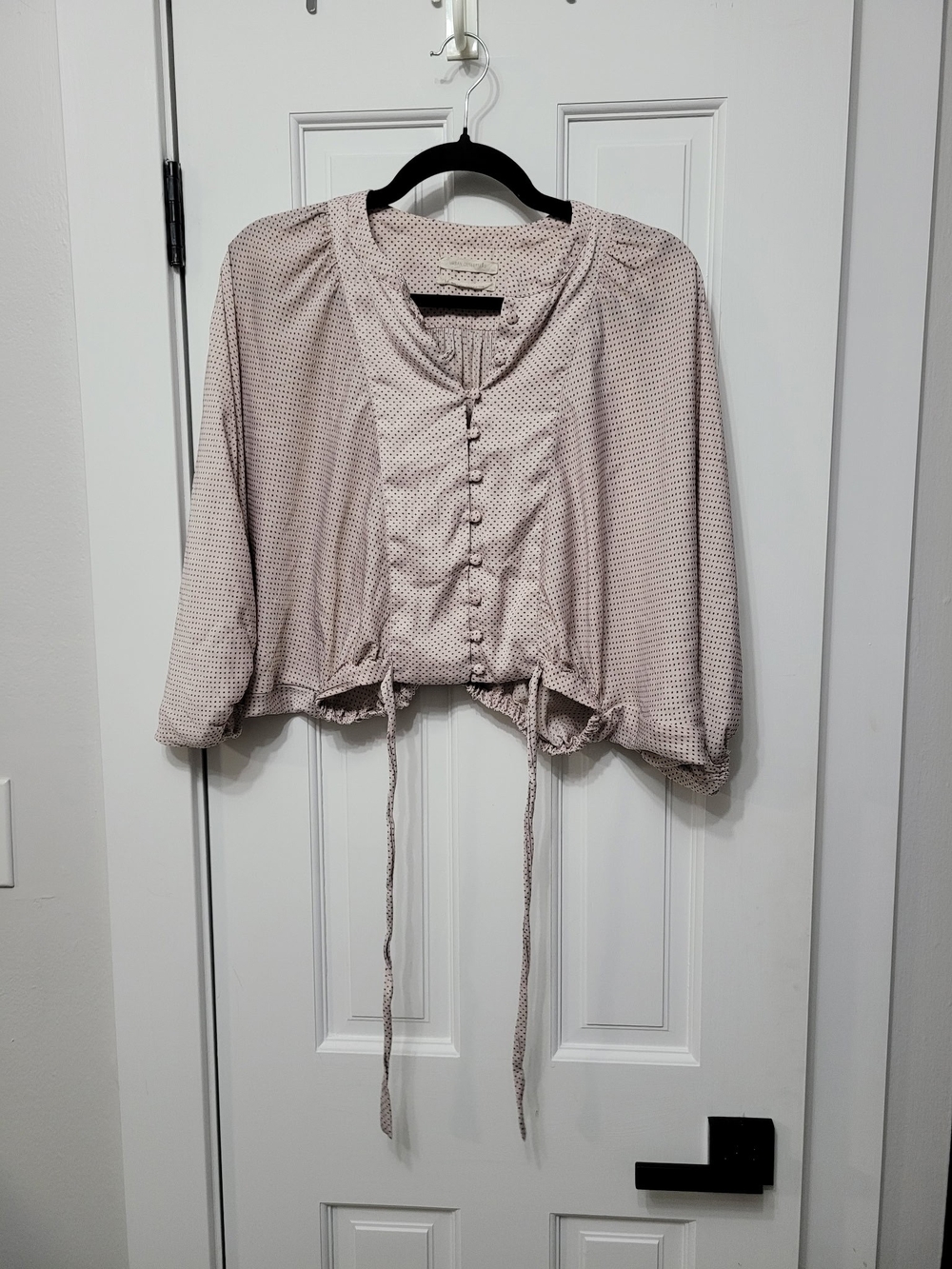 Urban Outfitters Dusty Pink Button-Front Tie Blouse